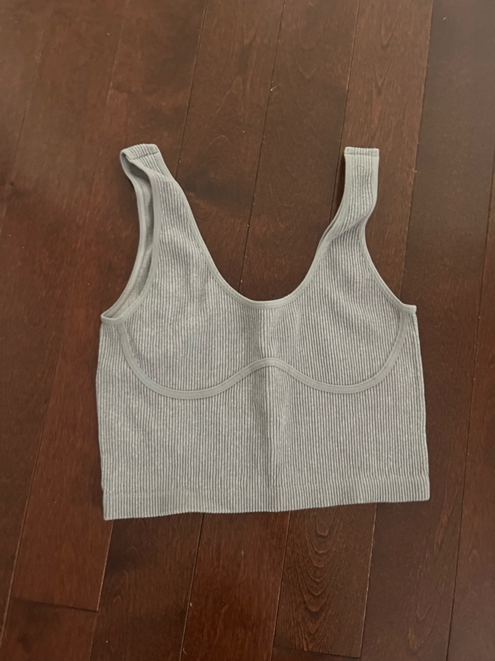 Forever 21 Gray Ribbed Scoop Crop Tank